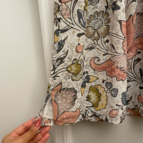 LOFT Off-Shoulder Ruffle-Sleeve Patterned Top - Picture 3 of 5